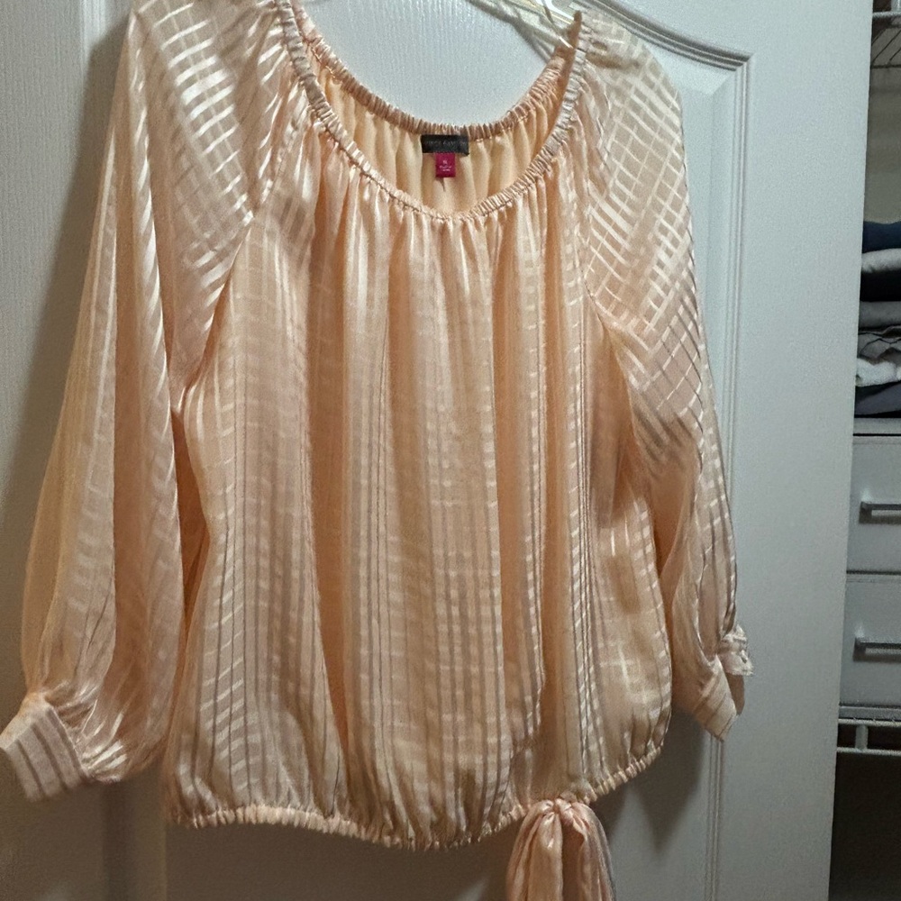 Vince Camuto Light Peach Striped Blouse